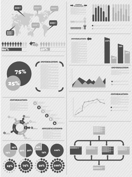 DEMOGRAFÍA INFOGRÁFICA 5 GRIS — Vector de stock