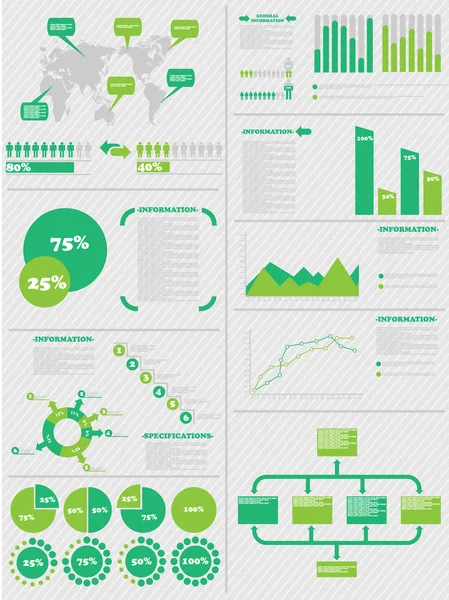 Infographic demografie 5 zelená — Stockový vektor
