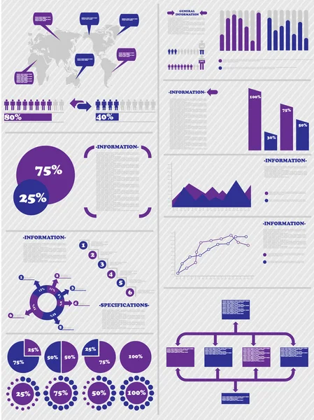 Δημογραφικά στοιχεία Infographic 5 μωβ — Διανυσματικό Αρχείο