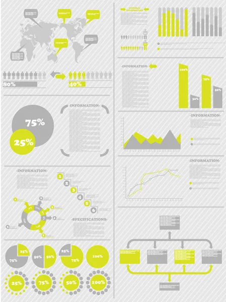 Infografik Demographie 5 gelb — Stockvektor