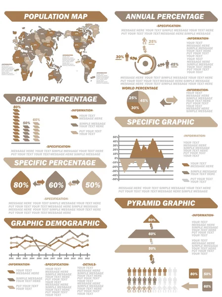 Infographic demografik unsurlar yeni brown — Stok Vektör