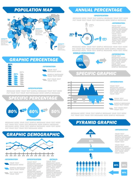 Infographic demografische elementen nieuwe blauw — Stockvector