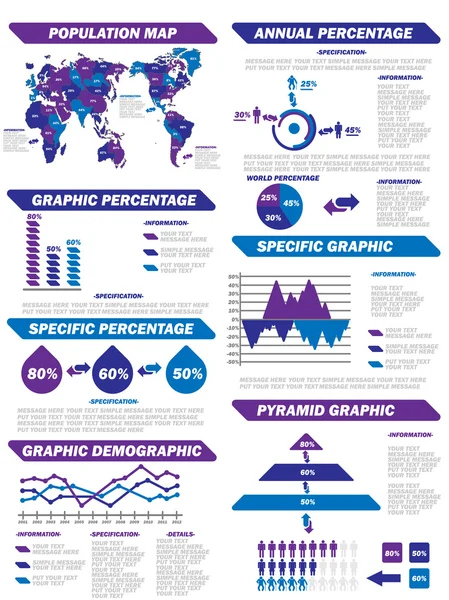 Infographic demografische elementen nieuwe paars — Stockvector