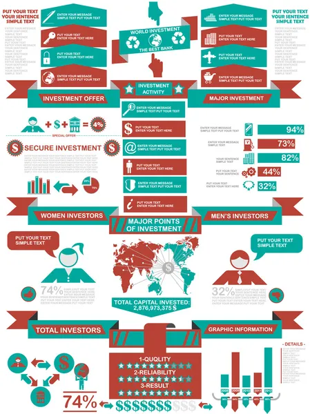 Infographic demografik iş kırmızı — Stok Vektör