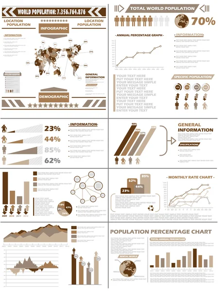 Infographic demografi befolkningen brun — Stock vektor
