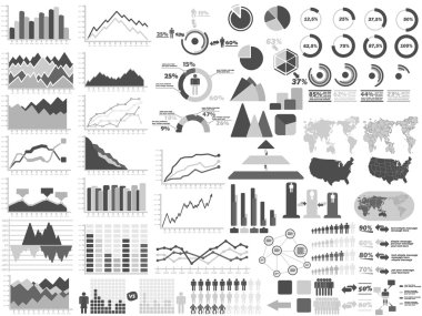 Yeni stil web elemanları Infographic demografik gri