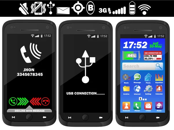 Trzecia edycja prawdziwe smartphone — Wektor stockowy