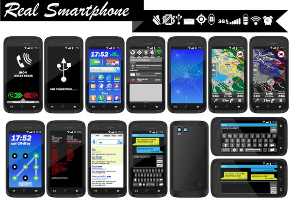 Echte Smartphone-Mega-Sammlungen — Stockvektor