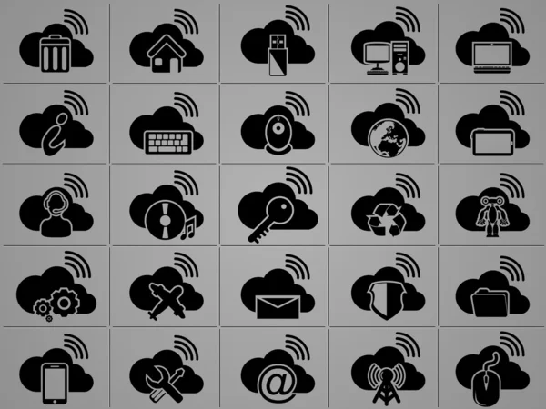 Pictogrammen cloud computing — Stockvector