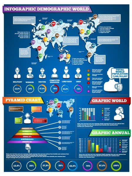 Infographic 인구 현대적인 스타일 3 — 스톡 벡터