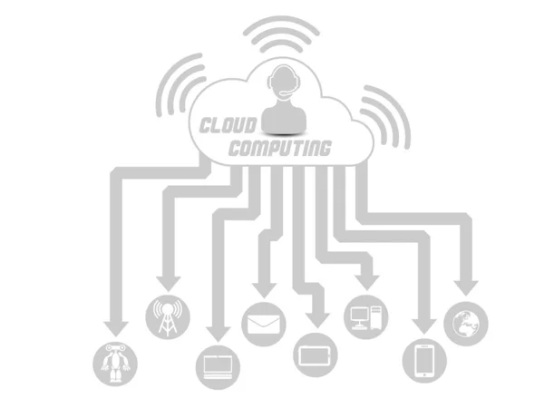 Cloud computing 3 šedá — Stockový vektor