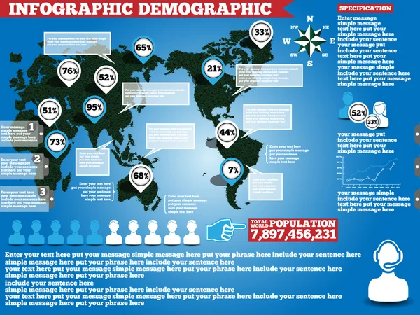 Infographic 인구 생태 잔디 — 스톡 벡터