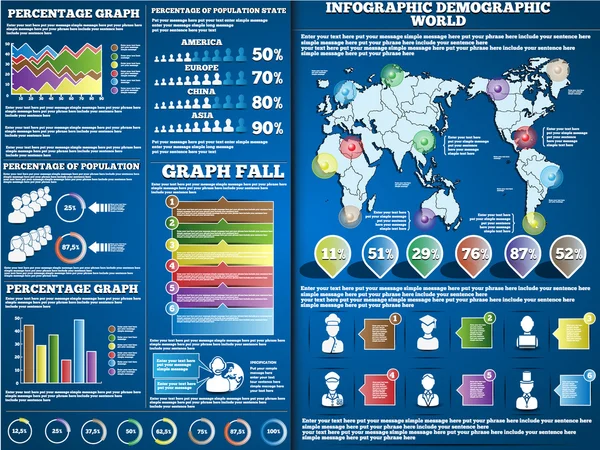 Infografische demographische blau 2 — Stockvektor