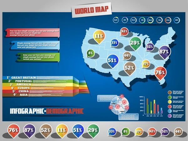 Infographic wereld kaart moderne stijl — Stockvector
