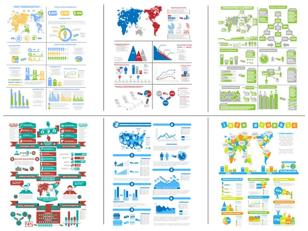 Demografické kolekce šesti infographic Royalty Free Stock Ilustrace