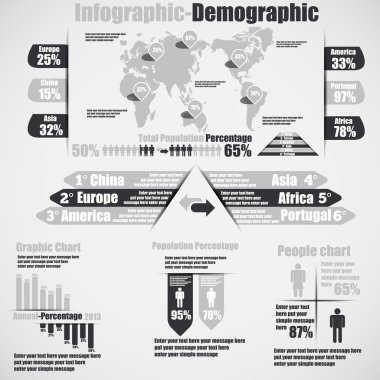Infographic demografik yeni stili 10 gri
