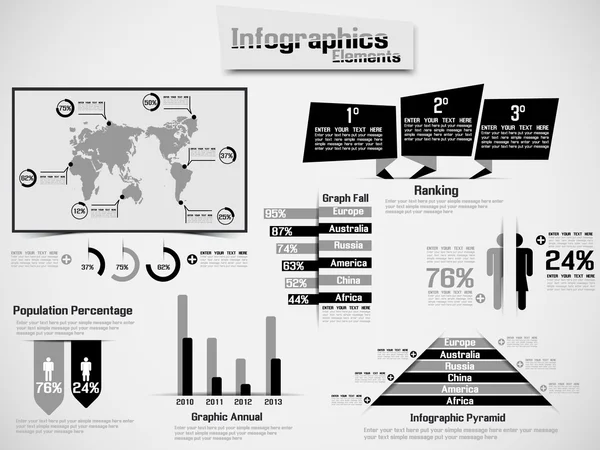 Infographic demografiska element web nya stil svart — Stock vektor