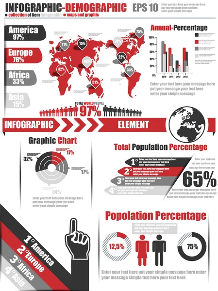 Infografika demografické prvek 11 červená — Stockový vektor