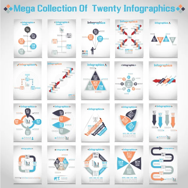 Mega-Kollektionen von zehn modernen Origami Business Steb Stil Optionen Banner 3 — Stockvektor