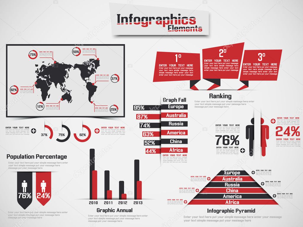 INFOGRAPHIC DEMOGRAPHIC ELEMENT WEB NEW STYLE RED