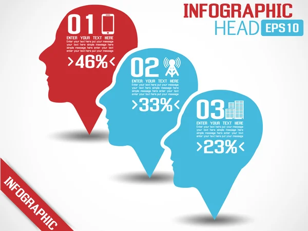 INFOGRAPHIC HEAD RED — Stock Vector