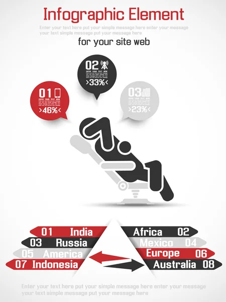 INFOGRAFÍA HOMBRE EMPRESA RANKING ROJO — Archivo Imágenes Vectoriales