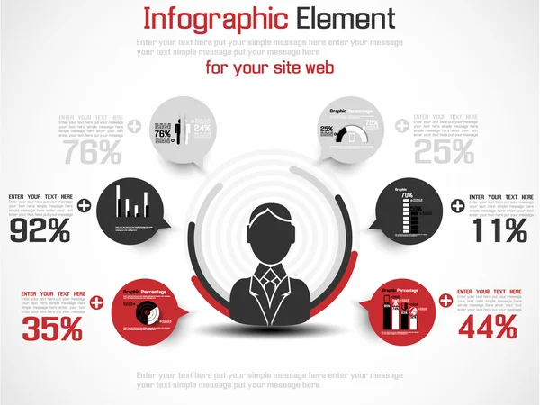 Infographic moderna människor business nya stil röd — Stock vektor