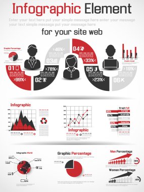 Infographic modern koleksiyonu için site web kırmızı