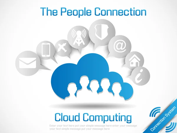 CLOUD COMPUTING WORLD PEOPLE CONNETING — стоковый вектор