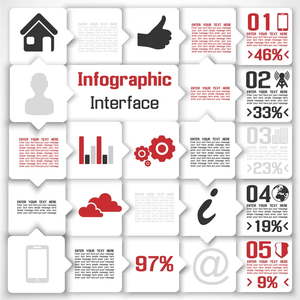 VECTOR MODERN BUSINESS SQUARE CONTEXTE ILLUSTRATION INFOGRAPHIE ROUGE — Image vectorielle