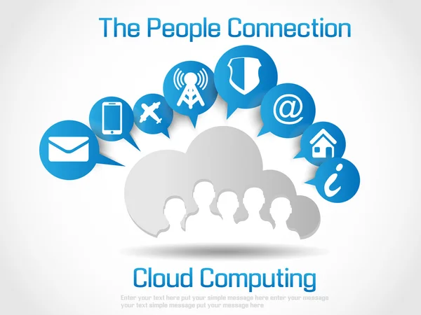 CLOUD COMPUTING WORLD PEOPLE CONNETING WHITE — стоковый вектор