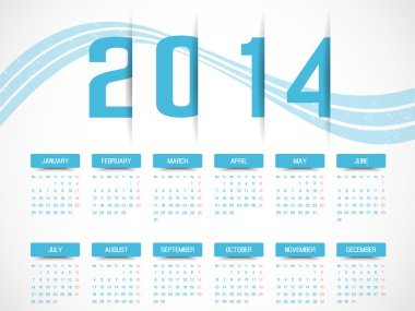 Takvim 2014 basit metin arka plan mavi