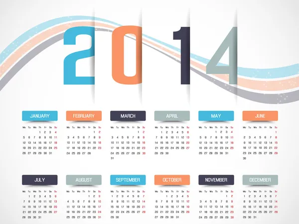 CALENDRIER TEXTE SIMPLE 2014 CONTEXTE — Image vectorielle