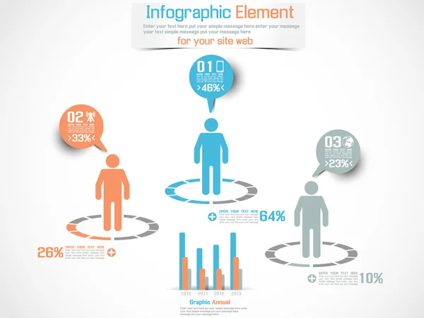 INFOGRAFÍA DEMOGRÁFICA HOMBRE PORCENTAJE AZUL — Archivo Imágenes Vectoriales