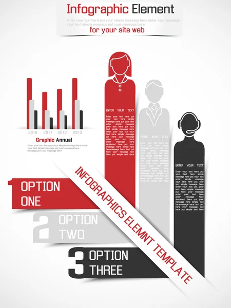 OPÇÕES DO NÚMERO INFOGRÁFICO MODELO HUMANO NOVO ESTILO VERMELHO — Vetor de Stock