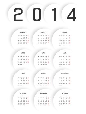 Takvim beyaz yeni tarzı daire