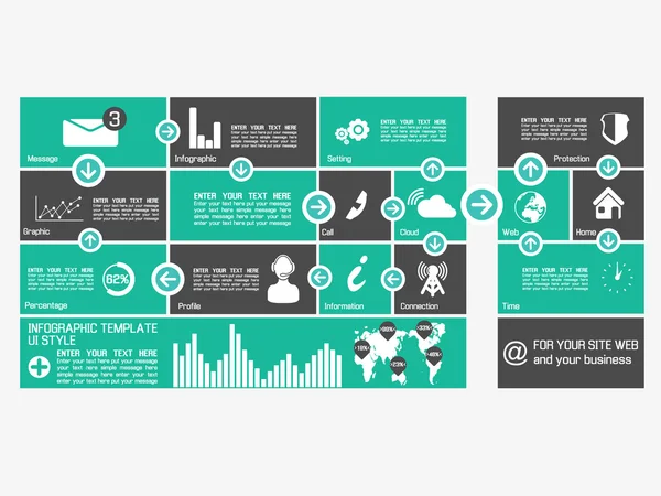 UI COLECCIONES DE DISEÑO PISO 3 VERDE — Vector de stock