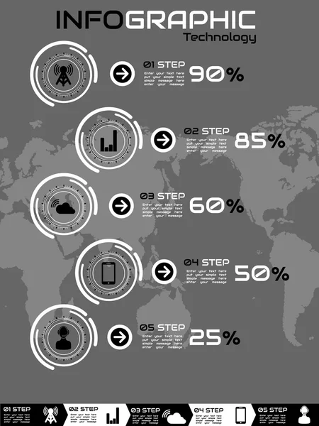 INFOGRAPHIC RANKING TECNOLOGY BLACK — Stock Vector