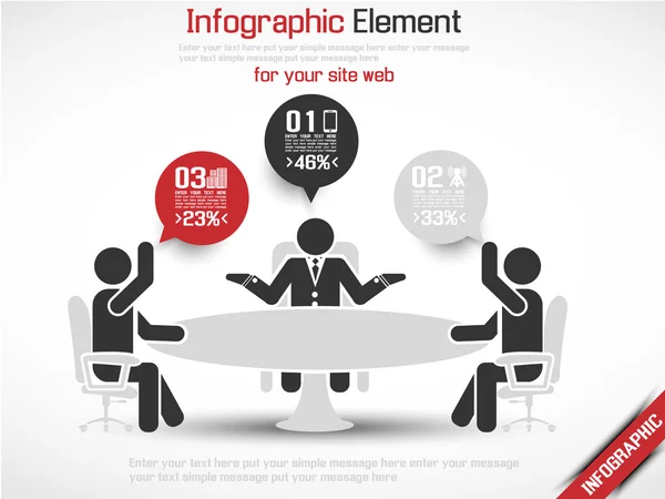 BUREAU INFOGRAPHIQUE HOMME D'AFFAIRES ROUGE — Image vectorielle