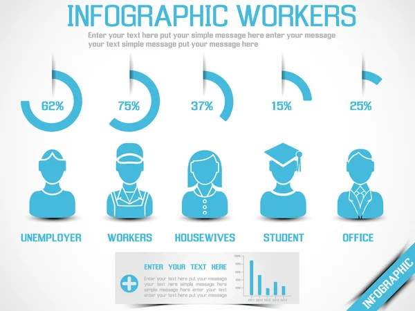 TRAVAILLEURS INFOGRAPHIQUES BLEU — Image vectorielle