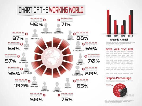 Infographic εργαζομένων στον κόσμο — 图库矢量图片
