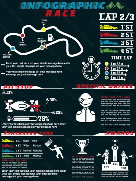 CARRO DE RACE INFOGRÁFICO — Vetor de Stock