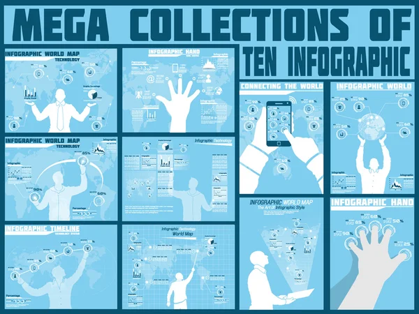 Mega συλλογές των δέκα infographic τεχνολογία — Διανυσματικό Αρχείο
