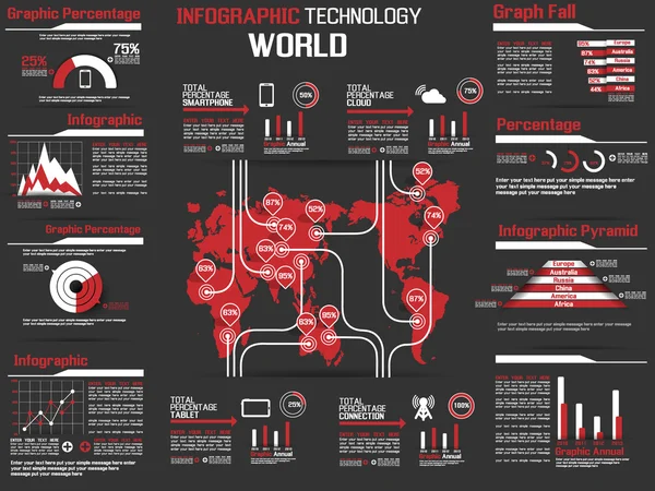 Infographic στοιχείο συλλογή τεχνολογία Ερυθρού κόσμο — Διανυσματικό Αρχείο