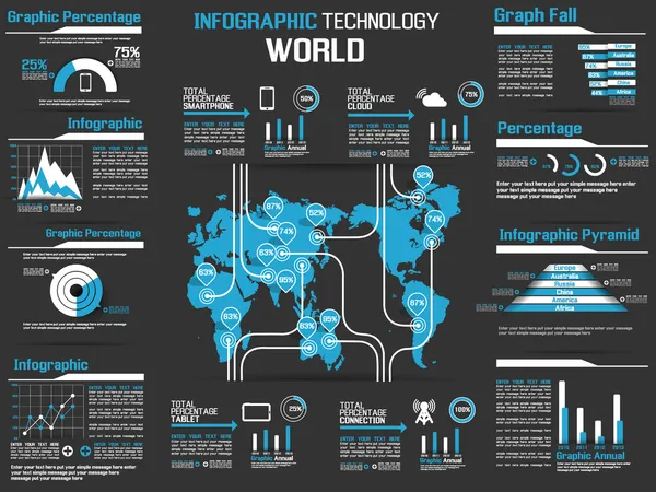 Plansza kolekcja element technologii świat — Wektor stockowy