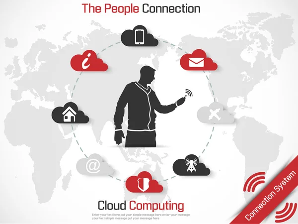 CLOUD COMPUTING MODERN STYLE 2 ROJO — Archivo Imágenes Vectoriales