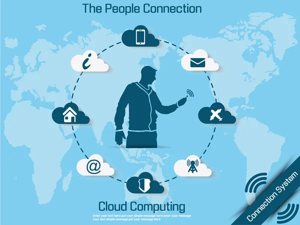 CLOUD COMPUTING MODERN STYLE 2 AZUL 2 — Vector de stock