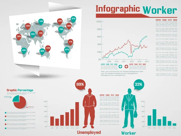 Infographic çalışan modern tarzı iş yeşil — Stok Vektör