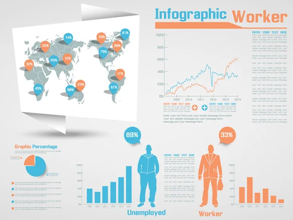 Infographic pracovník moderní styl podnikání — Stockový vektor