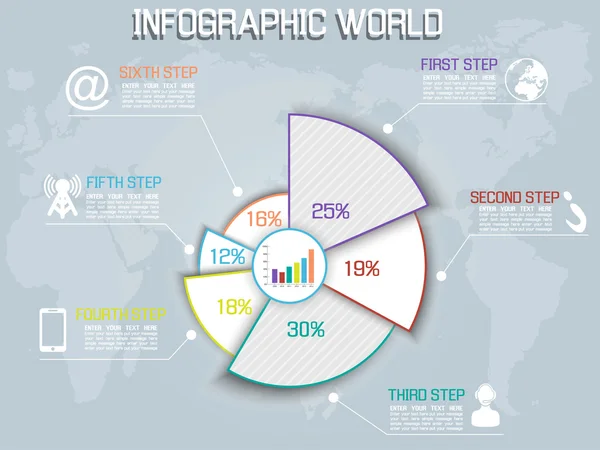 Infographic wereld totale percentage — Stockvector